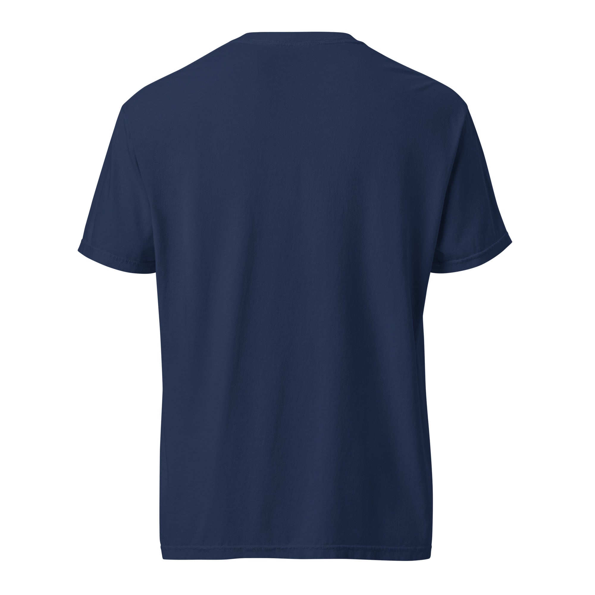 Navy blue t-shirt on a white background