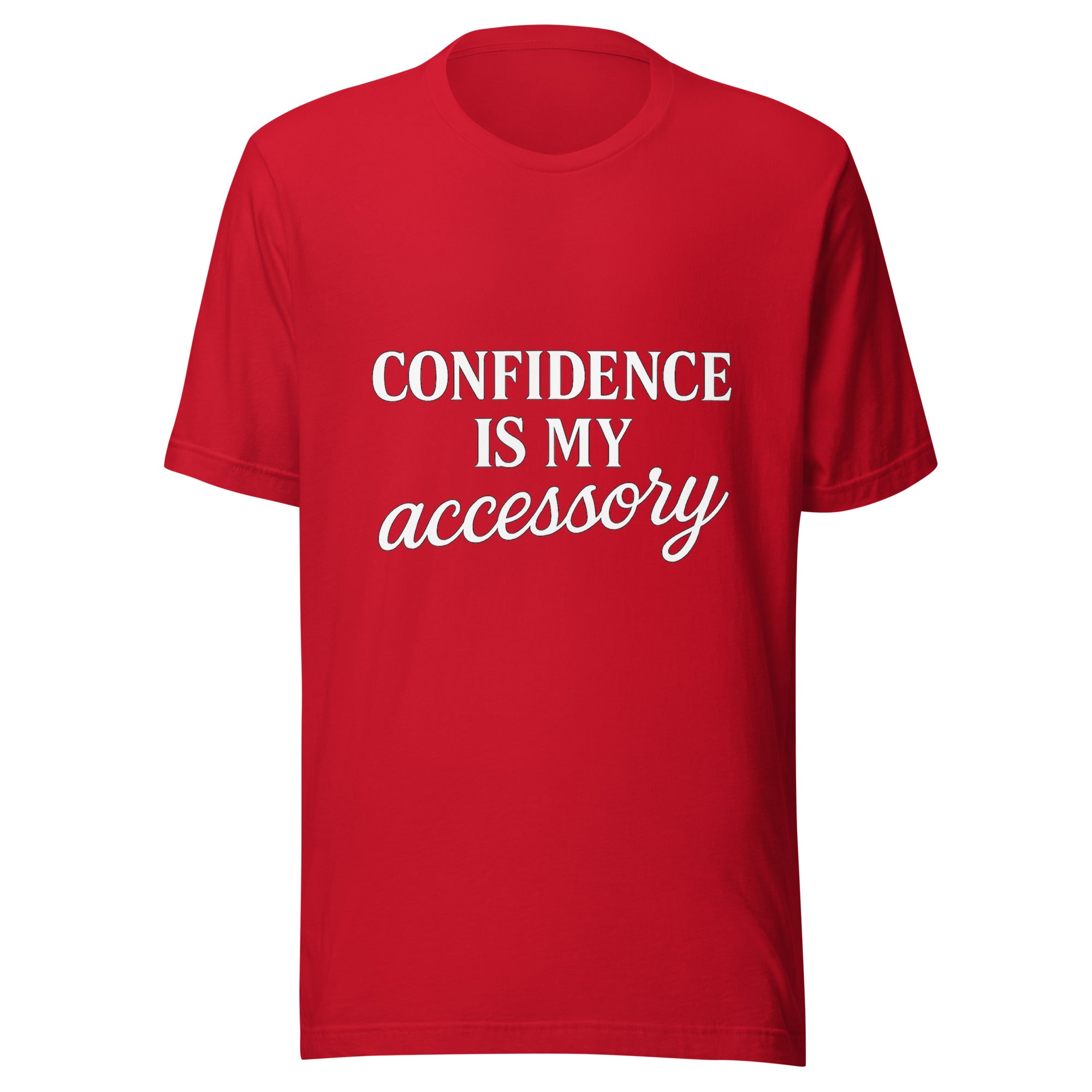 Confidence is my accessory red t-shirt mockup